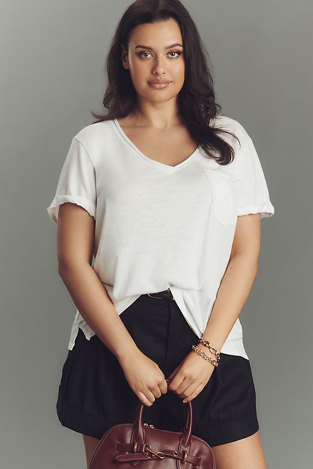 Pilcro Women's Quinn Drapey V-Neck Tee
