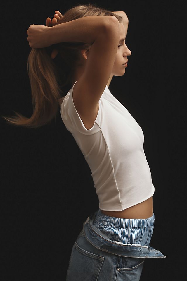 By Anthropologie Women's Evan Raw-Edge Baby Tee