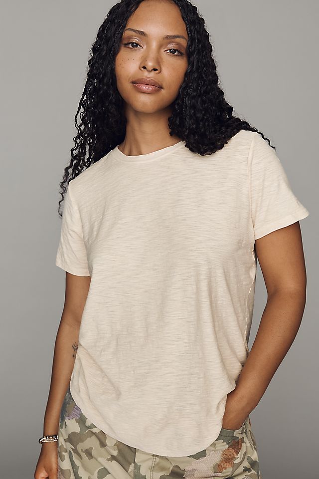 Pilcro Women's Bennie Cotton Slim Crew Neck Tee