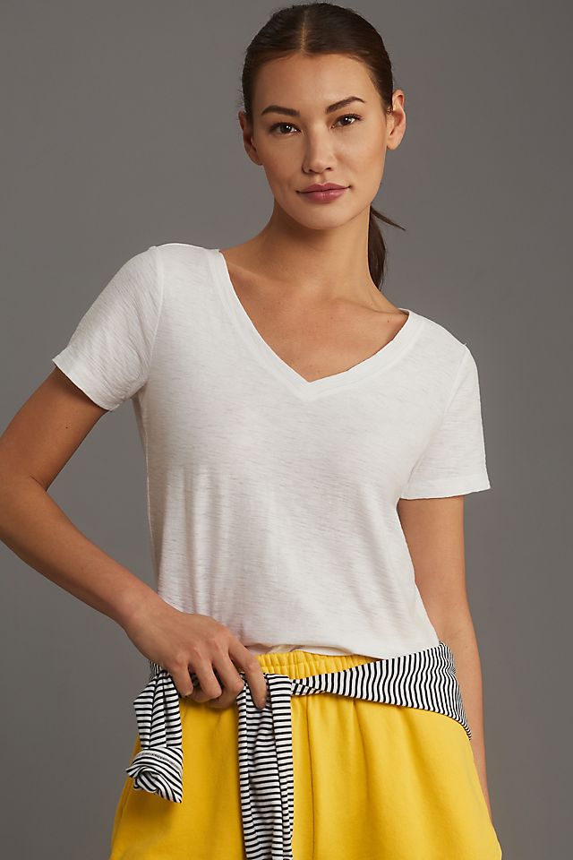 Pilcro Women's Bennie Cotton Slim V-Neck Tee