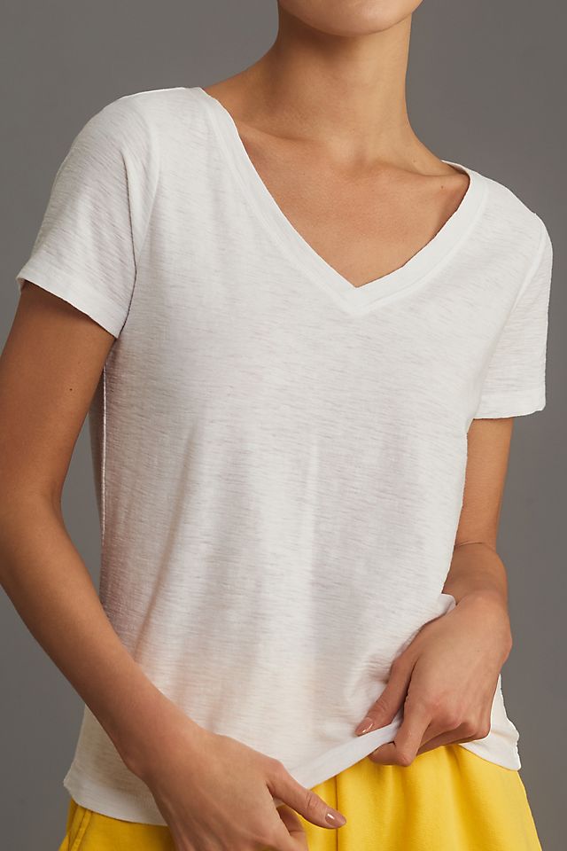 Pilcro Women's Bennie Cotton Slim V-Neck Tee