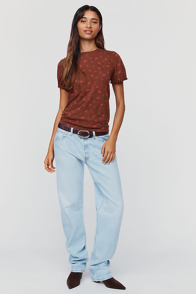 Pilcro Women's Bennie Cotton Slim Puff Sleeve Tee