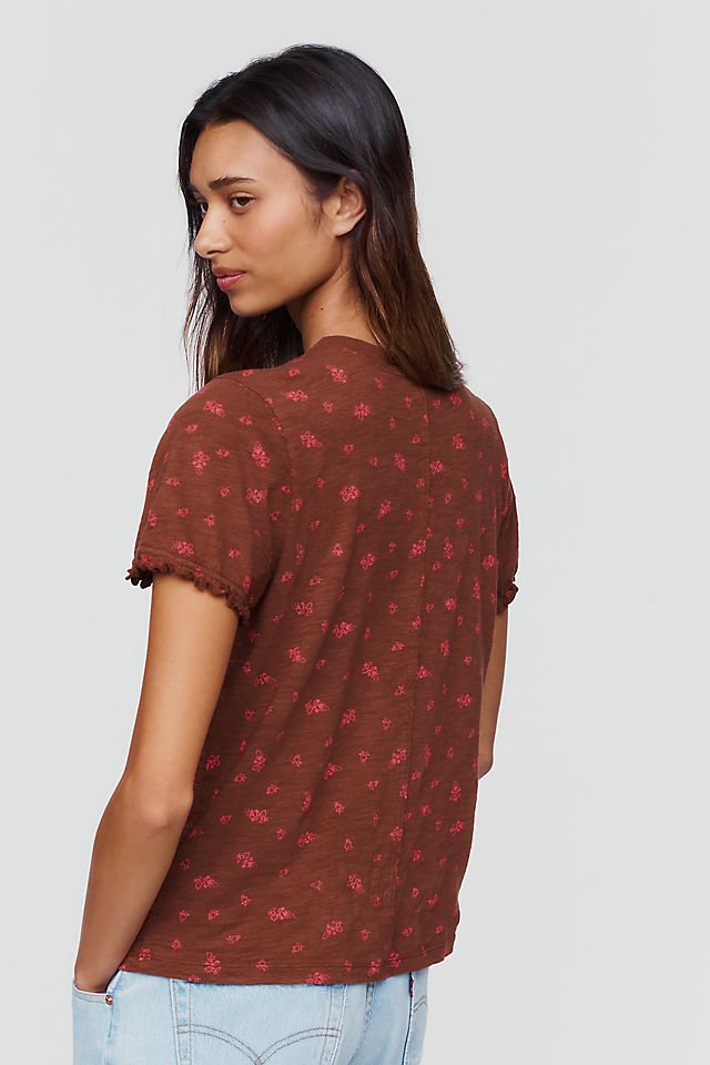 Pilcro Women's Bennie Cotton Slim Puff Sleeve Tee