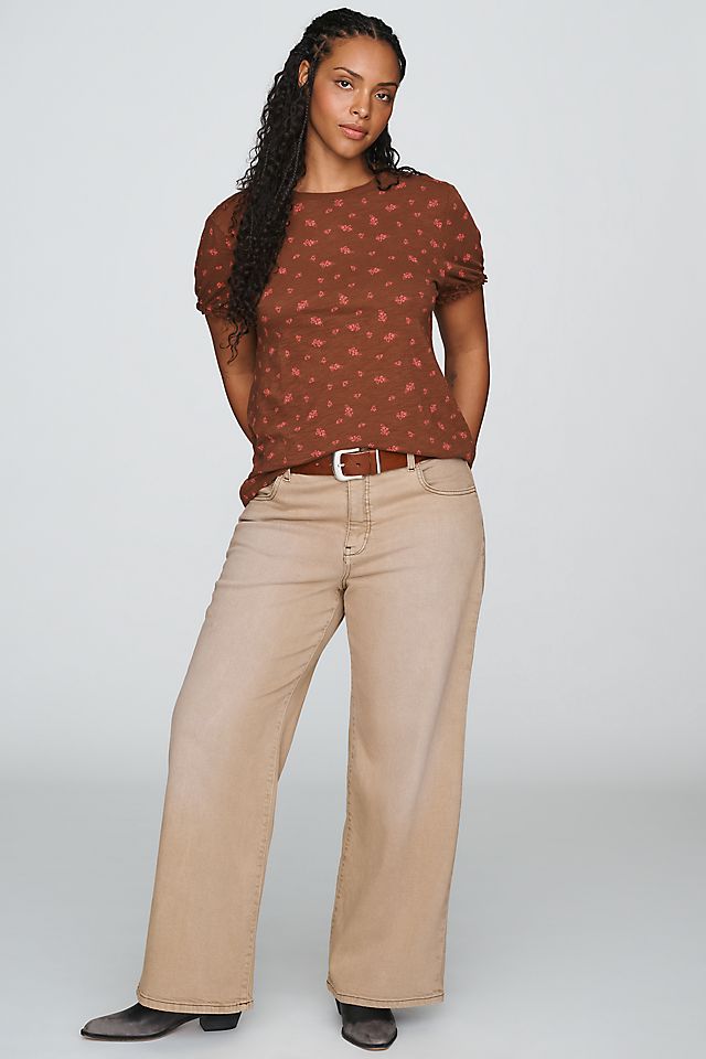 Pilcro Women's Bennie Cotton Slim Puff Sleeve Tee