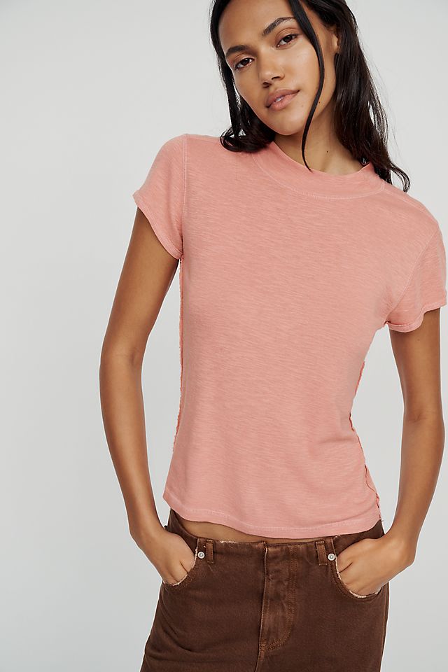 Pilcro Women's Cyris Cotton Modal Mock Neck Tee