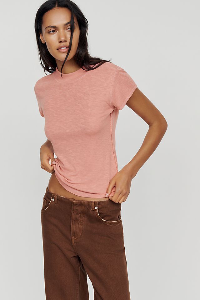 Pilcro Women's Cyris Cotton Modal Mock Neck Tee