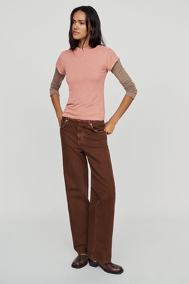 Pilcro Women's Cyris Cotton Modal Mock Neck Tee