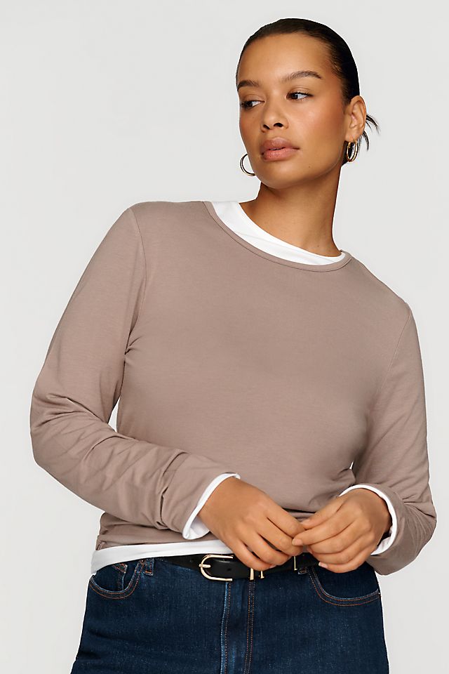 By Anthropologie Women's Evan Cotton Modal Long-Sleeve Tee